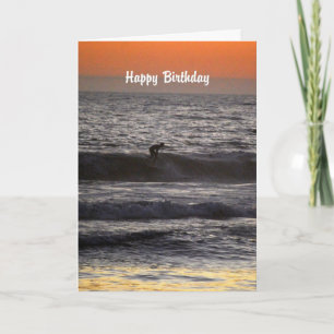 Happy Birthday Surfer bij zonsondergang Kaart