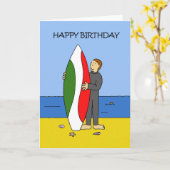 Happy Birthday Surfer Boy Kaart (Gele Bloem)