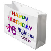 Happy Birthday Sweet 16 Groot Cadeauzakje (Voorkant Gekanteld)
