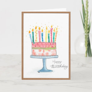 Happy Birthday, taart met kaarsen Kaart