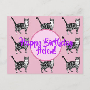 Happy Birthday Tabby Cat Vrouwen Naam Briefkaart