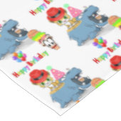 Happy Birthday Tablecloth Hippopotamus Tafelkleed (Gekanteld)