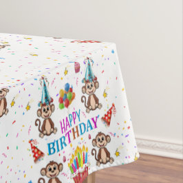 Happy Birthday Tablecloth Monkey Confetti Cupcake  Tafelkleed