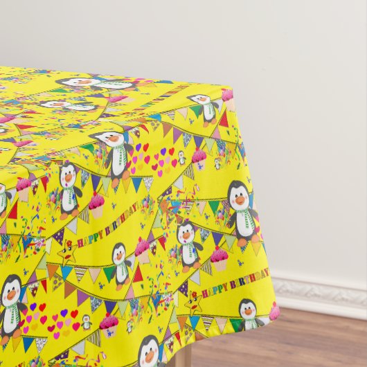 Happy Birthday Tablecloth Penguin Tafelkleed (Voorbeeld)