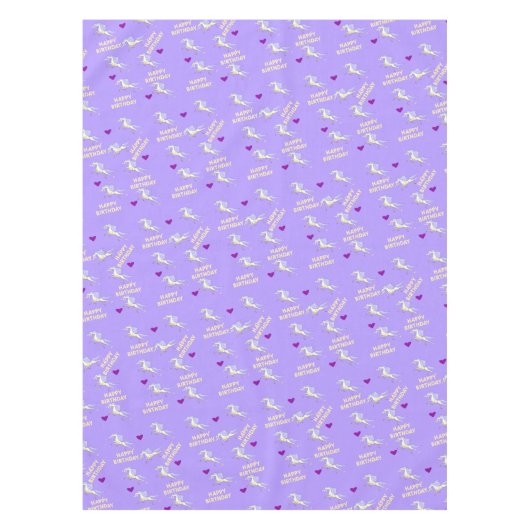 Happy Birthday Tafelkleed Eenhoorn Paarse (Voorkant)