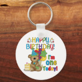 Happy Birthday Teddy Bear 1e T-shirts en geschenke Sleutelhanger (Voorkant)