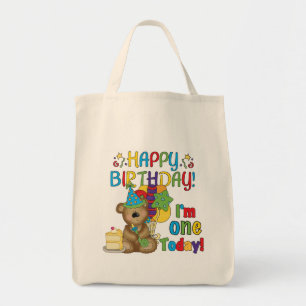 Happy Birthday Teddy Bear 1e T-shirts en geschenke Tote Bag