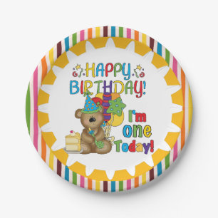 Happy Birthday Teddy Bear 1st Birthday Paper Bord