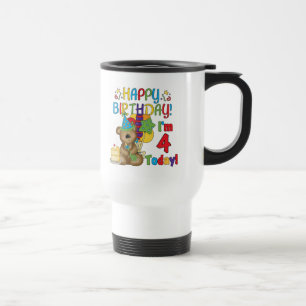 Happy Birthday Teddy Bear 4e T-shirts en geschenke Reisbeker