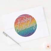 Happy Birthday Tekst en Afbeelding Design Ronde Sticker (Envelop)