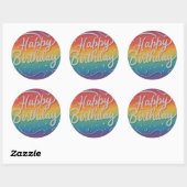 Happy Birthday Tekst en Afbeelding Design Ronde Sticker (Vel)