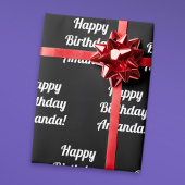Happy Birthday-tekst | Zwart-wit Cadeaupapier