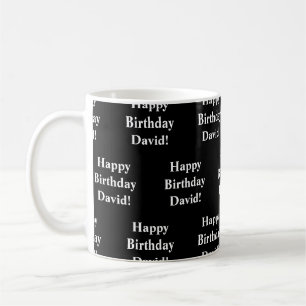 Happy Birthday-tekst Zwart-wit Koffiemok