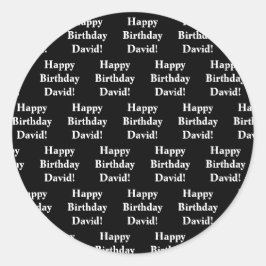  Happy Birthday-tekst | Zwart-wit Ronde Sticker