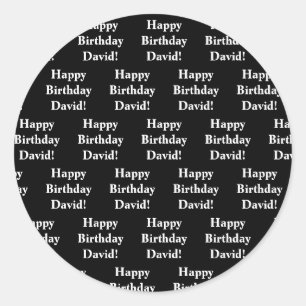  Happy Birthday-tekst   Zwart-wit Ronde Sticker