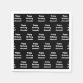 Happy Birthday-tekst | Zwart-wit Servet (Voorkant)