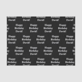  Happy Birthday-tekst | Zwart-wit Tissuepapier