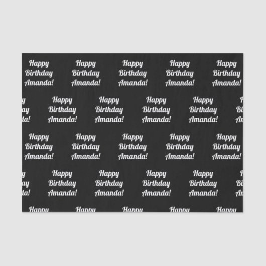  Happy Birthday-tekst | Zwart-wit Tissuepapier (Voorkant)