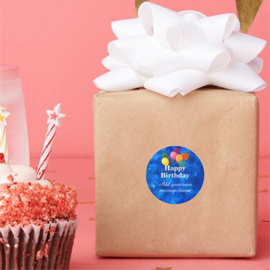 Happy Birthday TEMPLATE, personalize, Ronde Sticker (Feest)