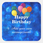 Happy Birthday Template, personalize, Vierkante Sticker (Voorkant)