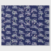 Happy Birthday Text en Bubbles Wrapping Paper Cadeaupapier (Vlak)