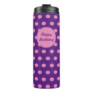 Happy Birthday Thermische Tumbler (Paarse & Roze) Thermosbeker