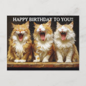 Happy Birthday Three Ginger Singing Cats Briefkaart (Voorkant)