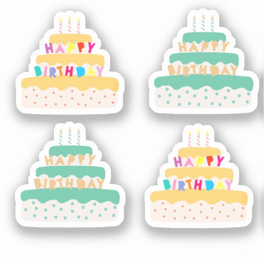 Happy Birthday Three Tier Cake Sticker (Voorkant)