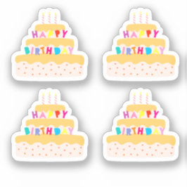 Happy Birthday Three Tier Cake Sticker
