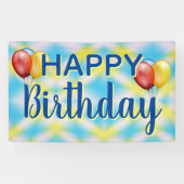 Happy Birthday Tie Dye Herbruikbaar Spandoek (Horizontaal)
