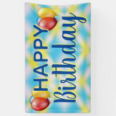 Happy Birthday Tie Dye Herbruikbaar Spandoek (Verticaal)