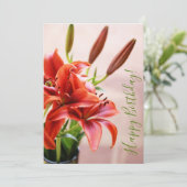 Happy Birthday Tiger Lilies Foto Custom Kaart (Staand voorkant)