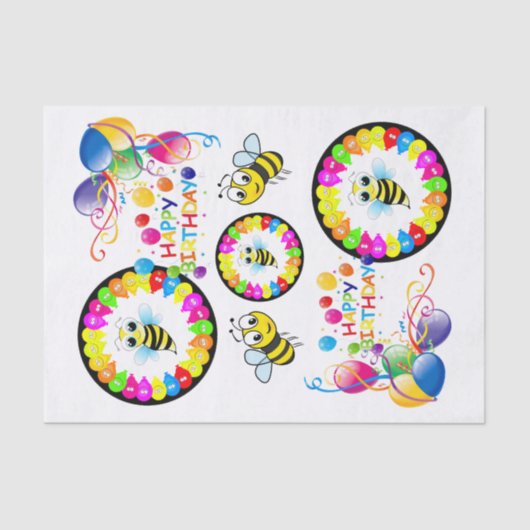 Happy Birthday Tissue Paper Bumblebee Tissuepapier (Voorkant)