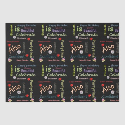 Happy Birthday Tissue Paper Elizabeth Tissuepapier (Voorkant)