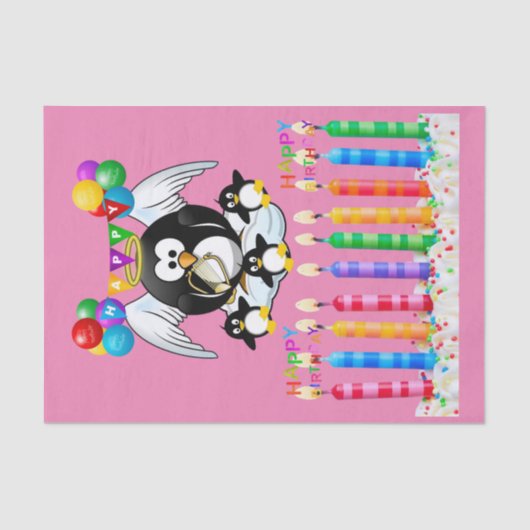 Happy Birthday Tissue Paper Penguin Tissuepapier (Voorkant)