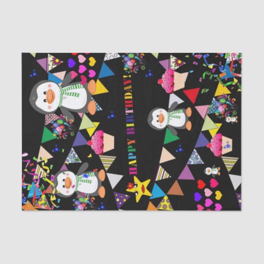 Happy Birthday Tissue Paper Penguin Tissuepapier (Voorkant)