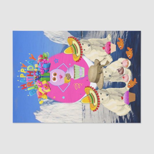 Happy Birthday Tissue Paper Polar Beer Tissuepapier (Voorkant)