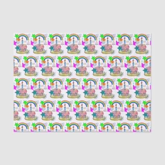 Happy Birthday Tissue Paper Rainbow Tissuepapier (Voorkant)