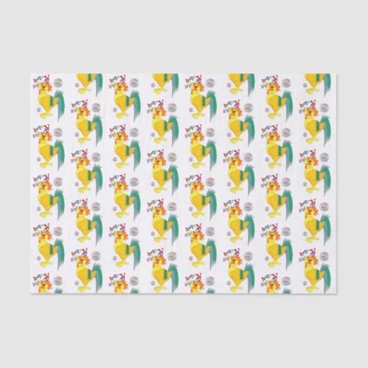 Happy Birthday Tissue Paper Rooster Tissuepapier (Voorkant)