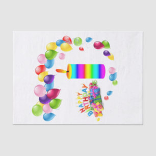 Happy Birthday Tissue Paper Stripe Candle ballonne Tissuepapier