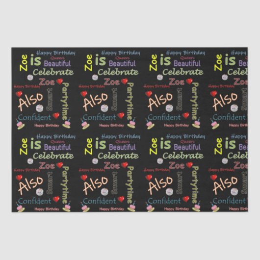 Happy Birthday Tissue Paper Zoe Tissuepapier (Voorkant)