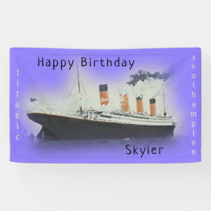 Happy Birthday Titanic Ship Name Paars Twilight Spandoek