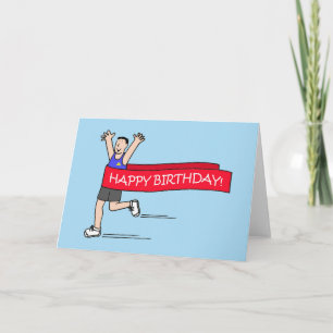Happy BIrthday to Male Runner Cartoon Humor Kaart
