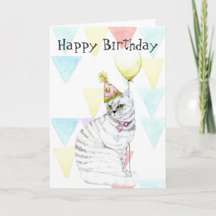 Happy Birthday to Meow Kat met ballon Kaart