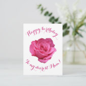 Happy Birthday to Mum roze roos bloemenliefde Briefkaart (Staand voorkant)