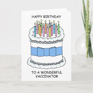 Happy Birthday to Vaccinator Cake and Lit Candles Kaart