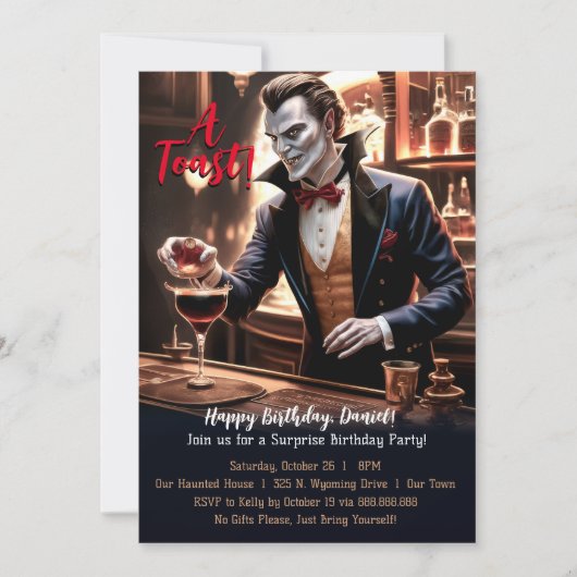 Happy Birthday Toast, Vampire Bartender Kaart (Voorkant)