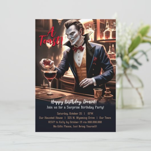 Happy Birthday Toast, Vampire Bartender  Kaart (Staand voorkant)
