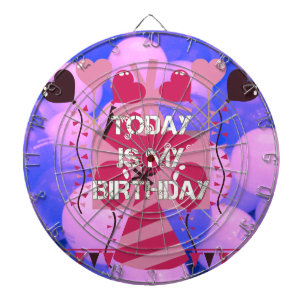 Happy Birthday Today is mijn Birthday Blue Balloon Dartbord