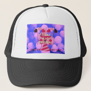 Happy Birthday Today is mijn Birthday Blue Balloon Trucker Pet